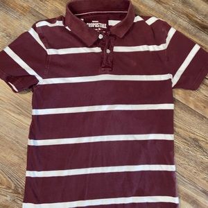 Aeropostale polo maroon and white striped so XS